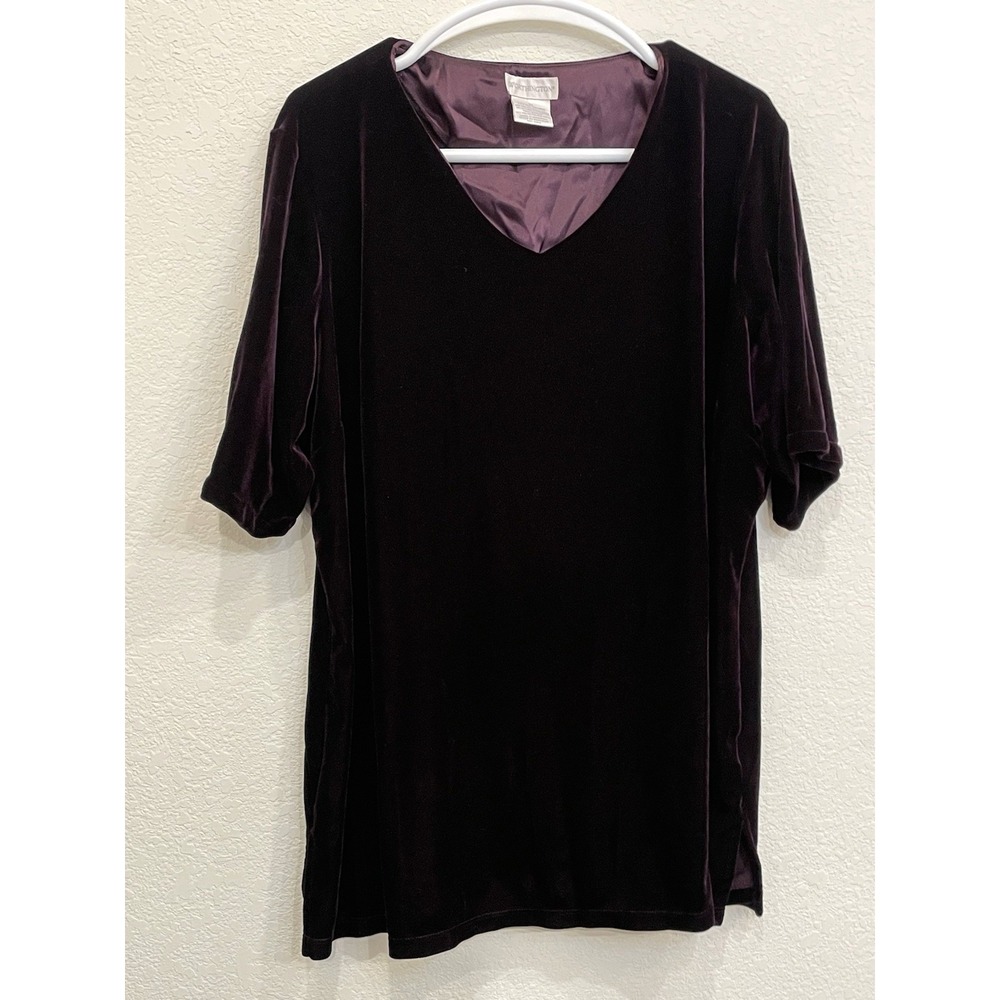 Y2K Top Womens 2X Worthington‎ Purple Velvet Soft Shirt Whimsigoth VTG XXL